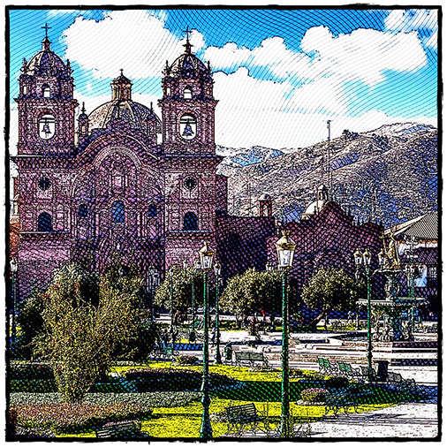 Cusco's main square, Plaza de Armas, Plaza Mayor, Stereographic projection, Cuzco
