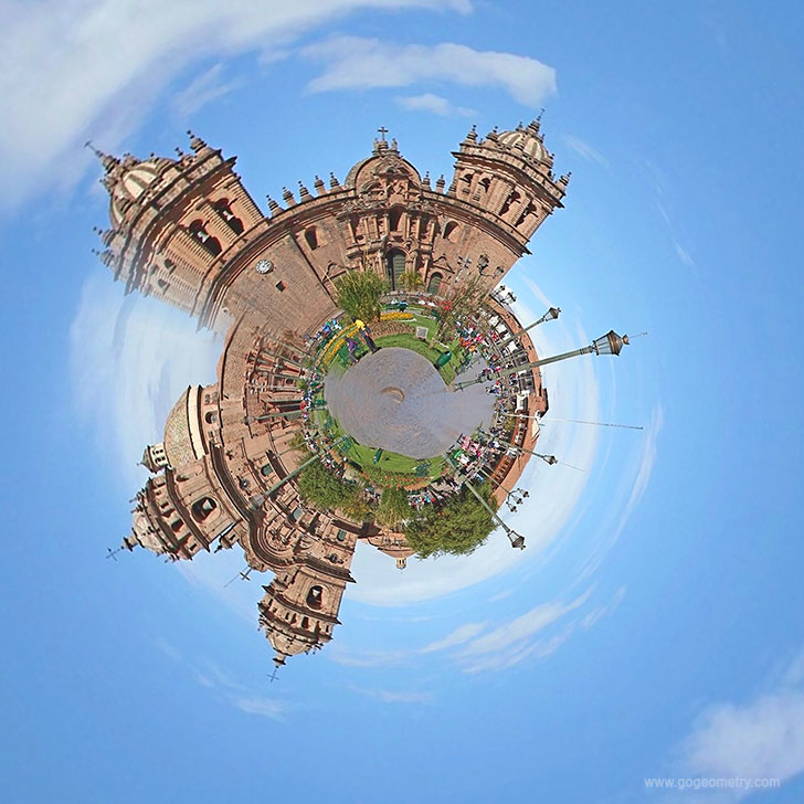 Cusco's main square - Plaza de Armas. Stereographic projection