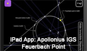 iPad Apps IGS Apollonius: Feuerbach Point. Triangle, Incircle, Nine point circle, Tangent circles, Orthocenter, Midpoint