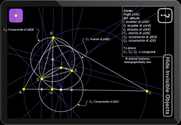 Apollonius iPad Apps: Right triangle rectangle, ALtitude, Incenter, congruence