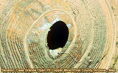 Copper Mining: Sacaton, Casa Grande Open Pit Copper Mine, Pinal County, Arizona. Map and News