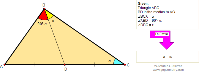 Geometry Problem Angle, Triangle, Median.
