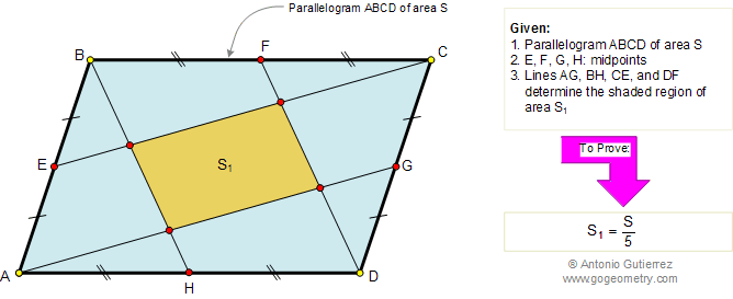 Parallelogram with midpoints, Area