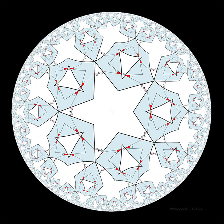 Geometric Art: Hyperbolic Kaleidoscope of problem 210