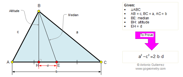 Triangle sides and Median projection