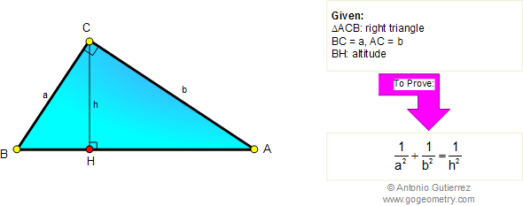 Right triangle, catheti, altitude, hypotenuse