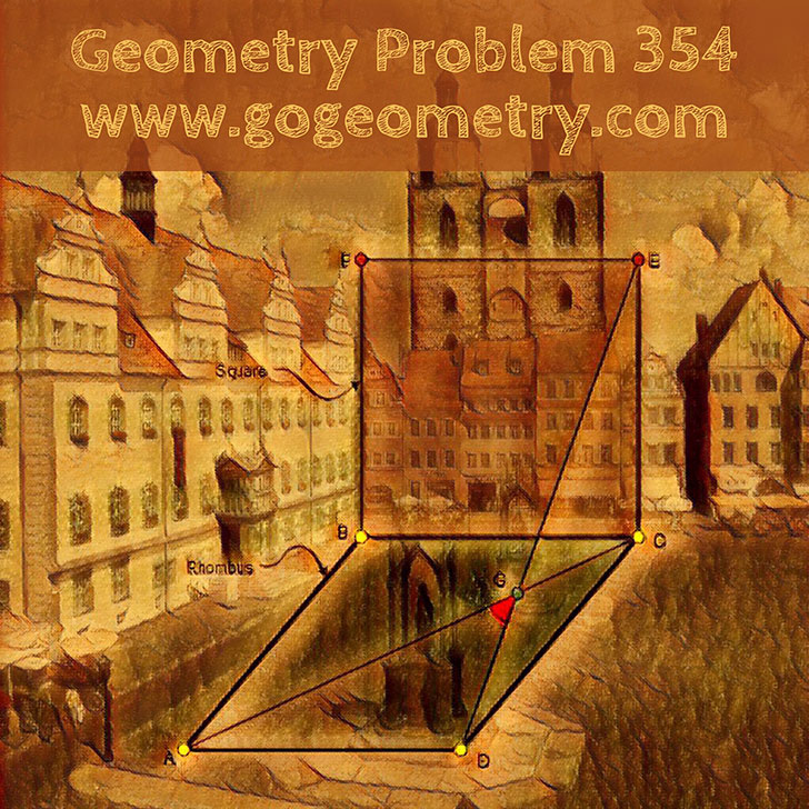 Art of Geometry Problem 354: Rhombus, Square, 45 degrees, sketch, iPad apps