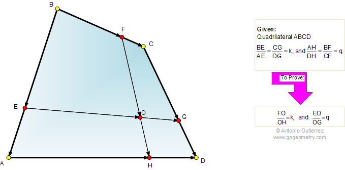 Quadrilateral, transversal, ratio, similarity