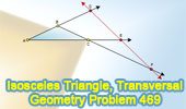 Isosceles triangle, midpoint, transversal