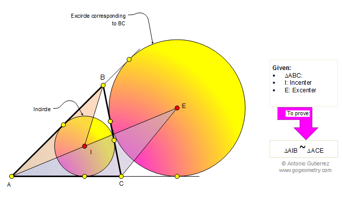 Triangle, Incenter, Excenter, Similarity