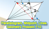 Parallelogram, Midpoint, Diagonal, Collinear, Metric Relations, Similarity, Congruence
