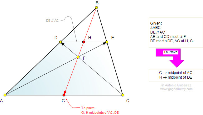 Triangle, Parallel, Cevian, Median, Ceva Theorem application