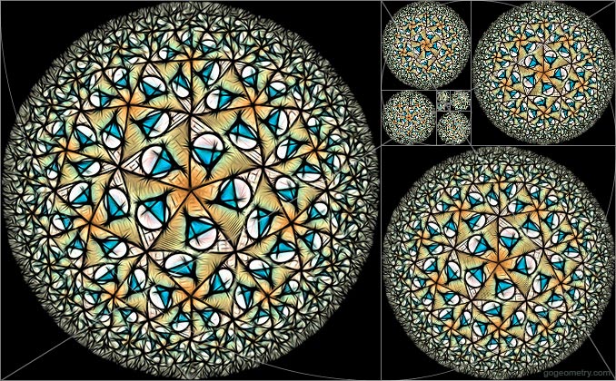 Kaleidoscope of Geometry Problem 760 based on Poincare Disk Model. Golden Rectangle