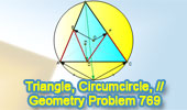 Triangle, Circumcircle, Circumcenter, Orthocenter, Midpoint arc, Parallel chord, Congruence