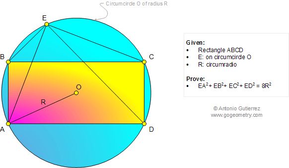 Problema de Geometria 1046: Rectángulo, Circunferencia Circunscrita, Relaciones Métricas