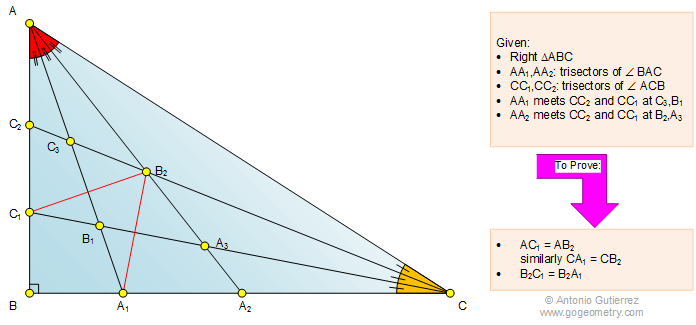 Geometry Problem Triangle 1114, Right Triangle, Angle Trisection, Isosceles, Congruence Infographic Geometry problem 1114: Right Triangle, Angle Trisection, Isosceles, Congruence