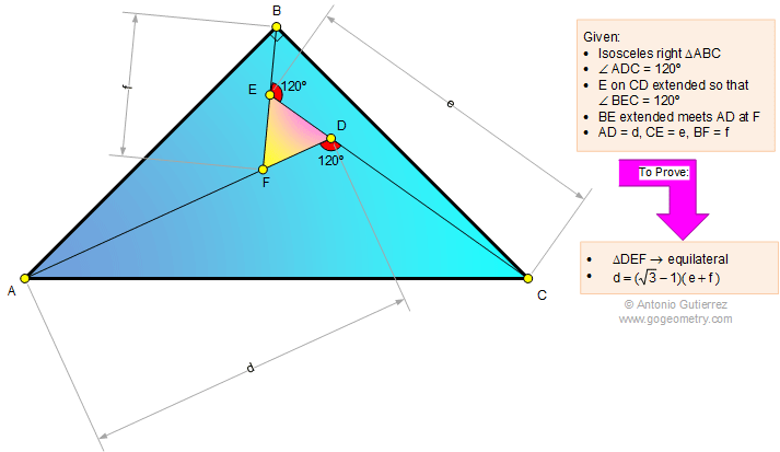 Infographic Geometry Problem 1120: Isosceles Right Triangle, 120 Degree, Angle, Equilateral, Metric Relations