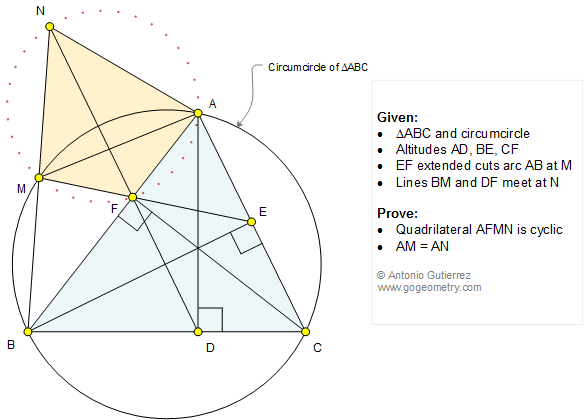 Geometry Problem 1213: Triangle, Circumcircle, Altitudes, Cyclic Quadrilateral, Congruence.