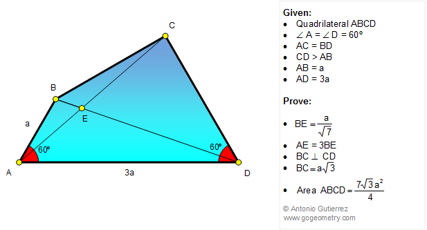 Geometry Problem 1230: Quadrilateral, 60 Degrees, Congruence, Metric Relations.
