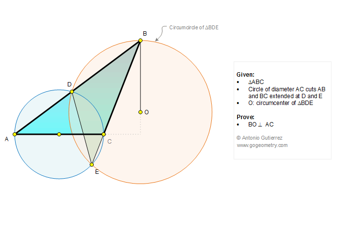 Geometry Problem 1240: Triangle, Circle, Diameter, Circumcircle, Circumcenter, Perpendicular. Mobile Apps.