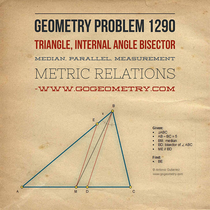 Artwork of Problem 1290, Triangle, Internal Angle Bisector, Median, Parallel, Typography, iPad Apps