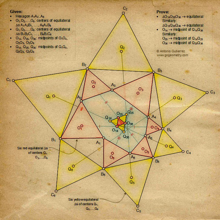 Geometry Problem 1319: Hexagon, Equilateral Triangle, Midpoint, iPad, mobile apps