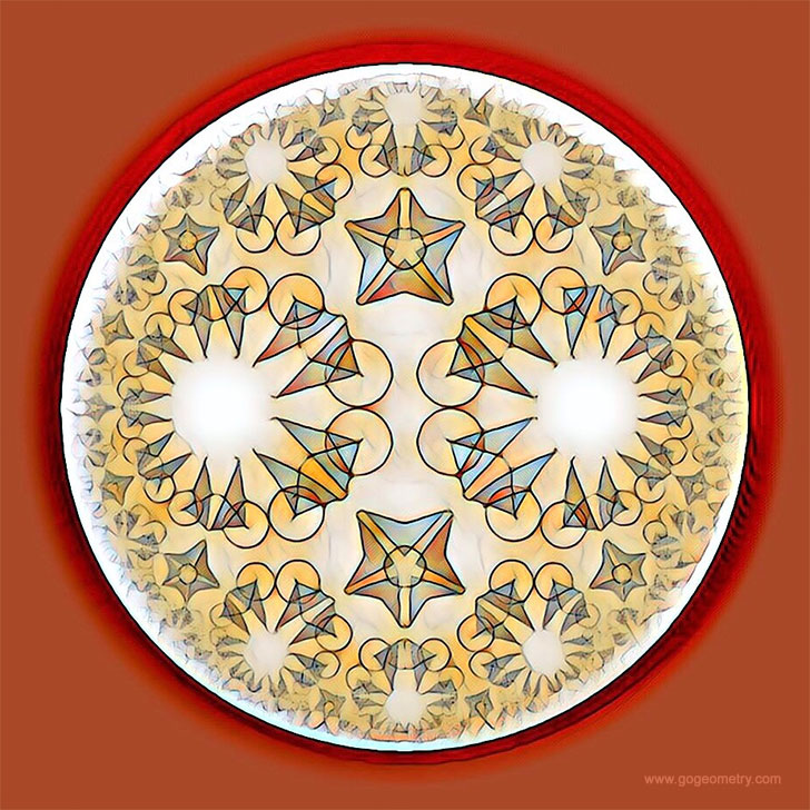 Geometric Art: Hyperbolic Kaleidoscope of problem 1355 using Mobile Apps