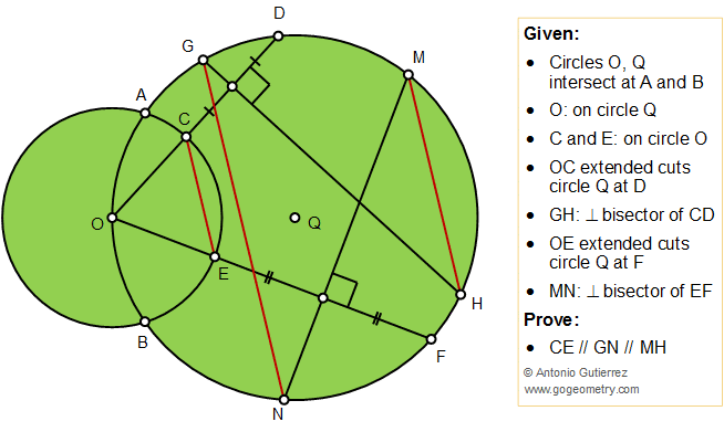 Geometry Problem 1441: Intersecting Circles, Perpendicular Bisector, Parallel Lines, Math Infographic, Tutor