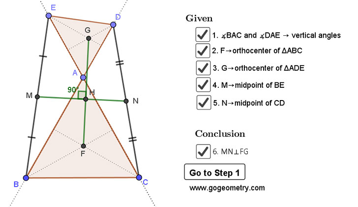 Dynamic Geometry 1459: Two Triangles, Orthocenter, Midpoint, Perpendicular, Step-by-step Illustration. Using GeoGebra