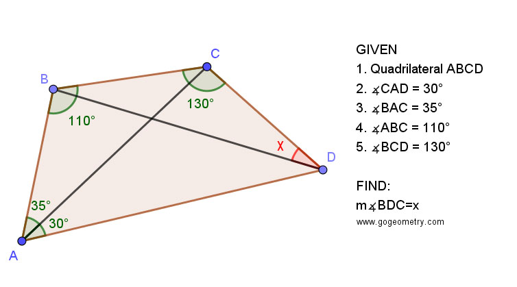 Geometry Problem 1461: Quadrilateral, Triangle, Angles, 30-60 Degree, Congruence, Auxiliary Lines