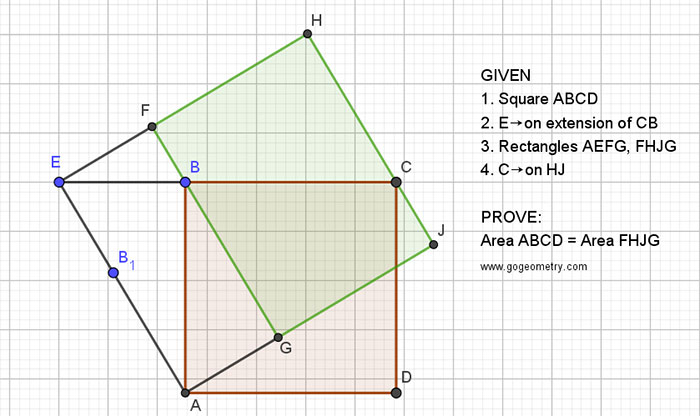 Geometry Problem 1467: Square, Rectangle, Triangle, Area