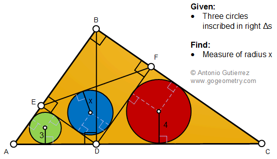 Geometry Problem 1484: Right Triangle, Altitude, Incircles, Inradius, Measurement
