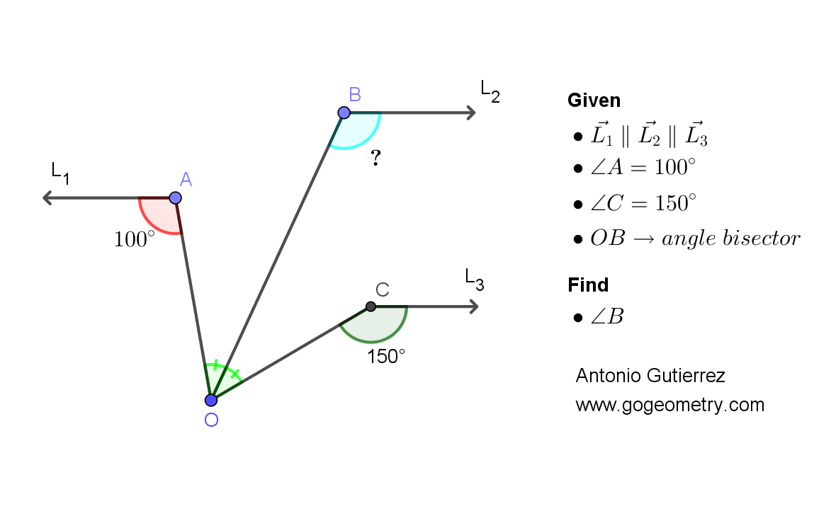Geometry Problem 1505: Three rays, Angles, Angle Bisector