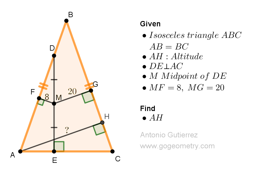 Geometry Problem 1523: Discover How to Calculate the Length of the Altitude in an Isosceles Triangle.