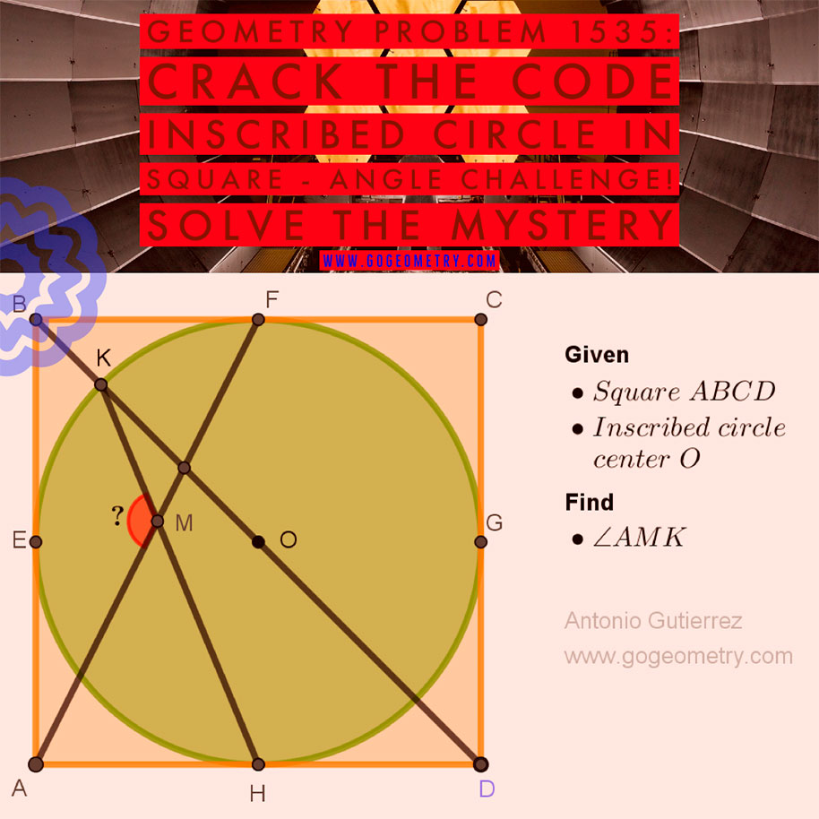 Geometry Problem 1535: Crack the Code: Inscribed Circle in Square - Angle Challenge! Solve the Mystery, iPad app!