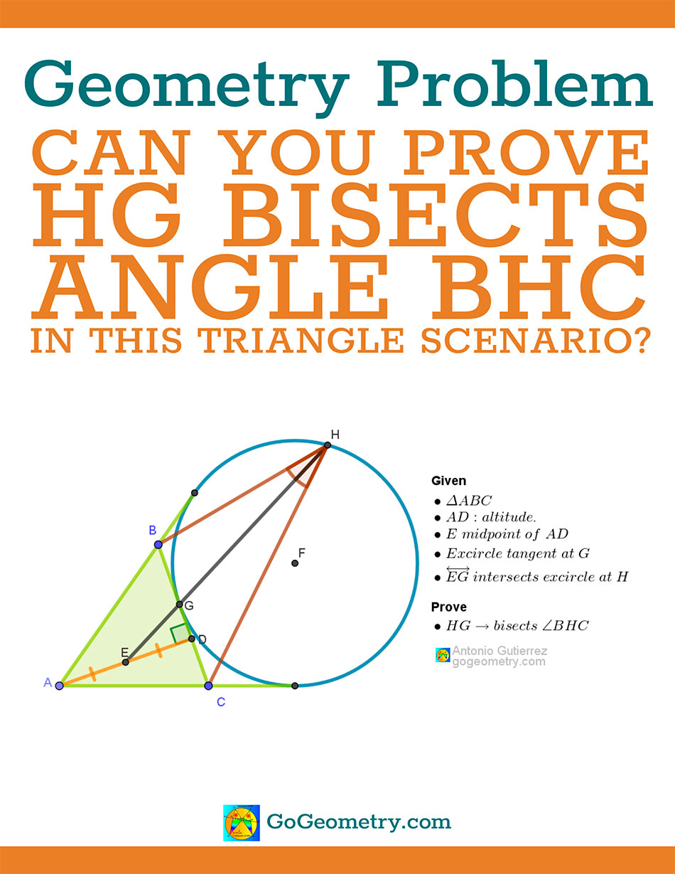 Flyer of Geometry Problem 1575 involving Triangle, Altitude,Midpoint,Excircle,Tangency Point,Perpendicular,Intersection, Angle Bisector,Bisects Angle using iPad Apps, Tutor