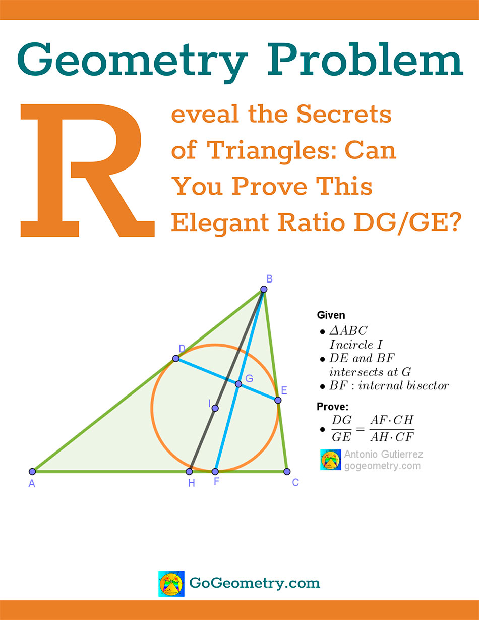 Flyer of Geometry problem 1584 Diagram involving a triangle, incircle, tangency points, angle bisector and elegant ratio