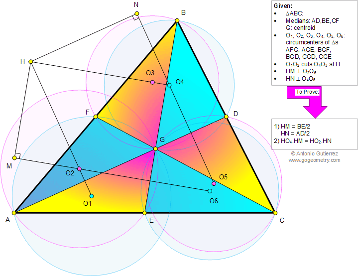 Triangle, Medians, Centroid, Circumcenters, Perpendicular, Congruence, Similarity