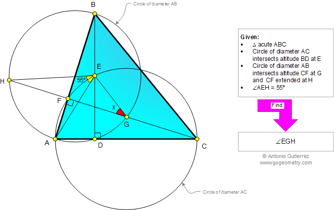 Infographic Geometry Problem 930: Acute Triangle, Altitudes, Circles, Diameter, Angle, Measure