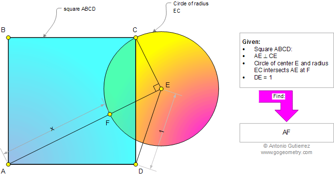 Problema de Geometra934 (English ESL): Cuadrado, Perpendiculare de un Vrtice, Circunferencia, Relaciones Mtricas