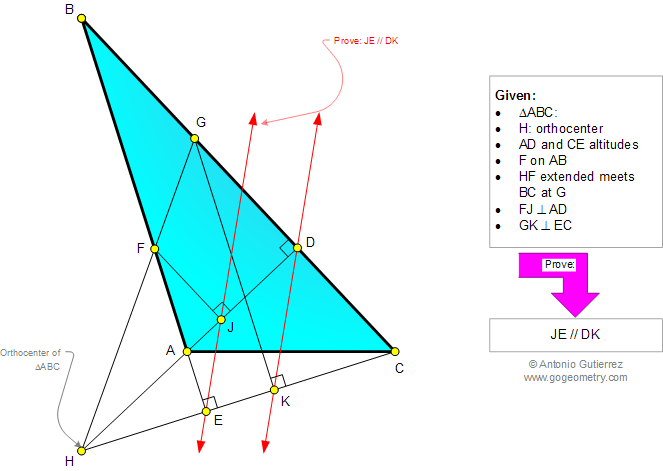 Problema de Geometra944 (English ESL): Triangulo, Alturas, Ortocentro, Perpendicular, Paralelas