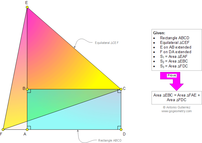 Problema de Geometria 971: Triangulo Equilátero, Rectángulo, Áreas