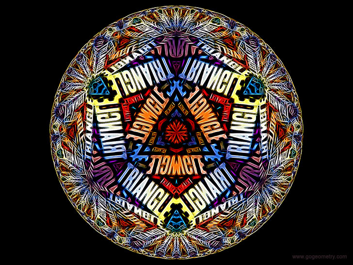 Kaleidoscope of Word Cloud of Triangle based on Poincare Disk Model